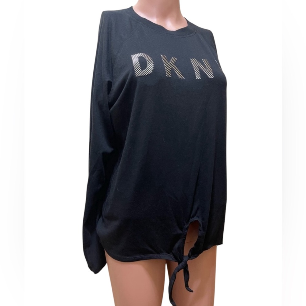 DKNY SPORTS TOP SILVER COLOR PRINTED-LOGO LONG SLEEVE MOORING BLACK COLOR SIZE S - Picture 7 of 13